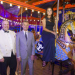 Captain Gus Andersson, Michael Bayley, President and CEO of Royal Caribbean International and Brittany Affolter after the naming ceremony on Royal Caribbean's newest ship Harmony of the Seas.
